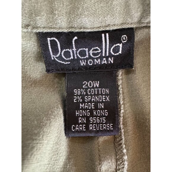 Rafaella Woman Olive Green Cotton/Spandex Pants 20W Elastic Waist - Picture 4 of 16
